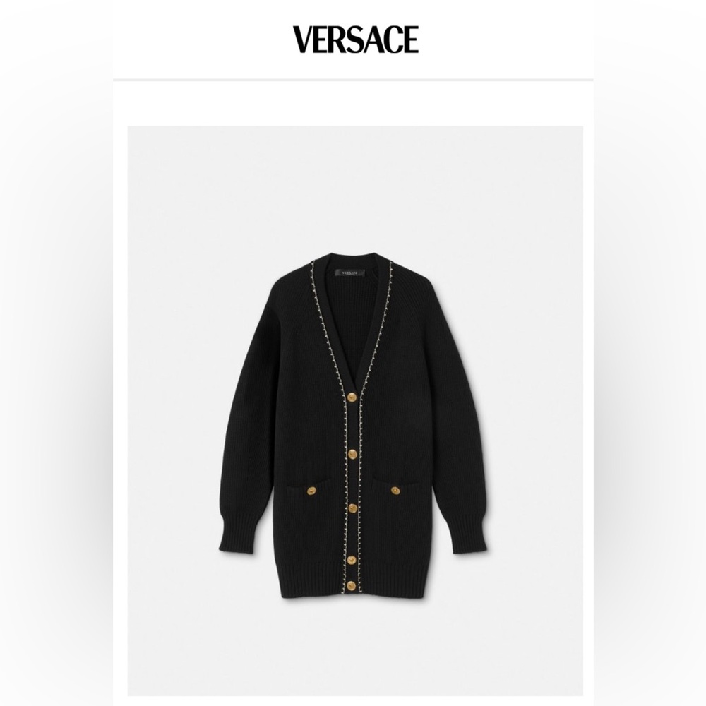 Versace Metallic stitch detail wool cardigan